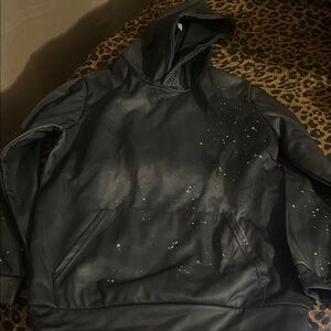 Black Hoodie with Paint Splatter Detail